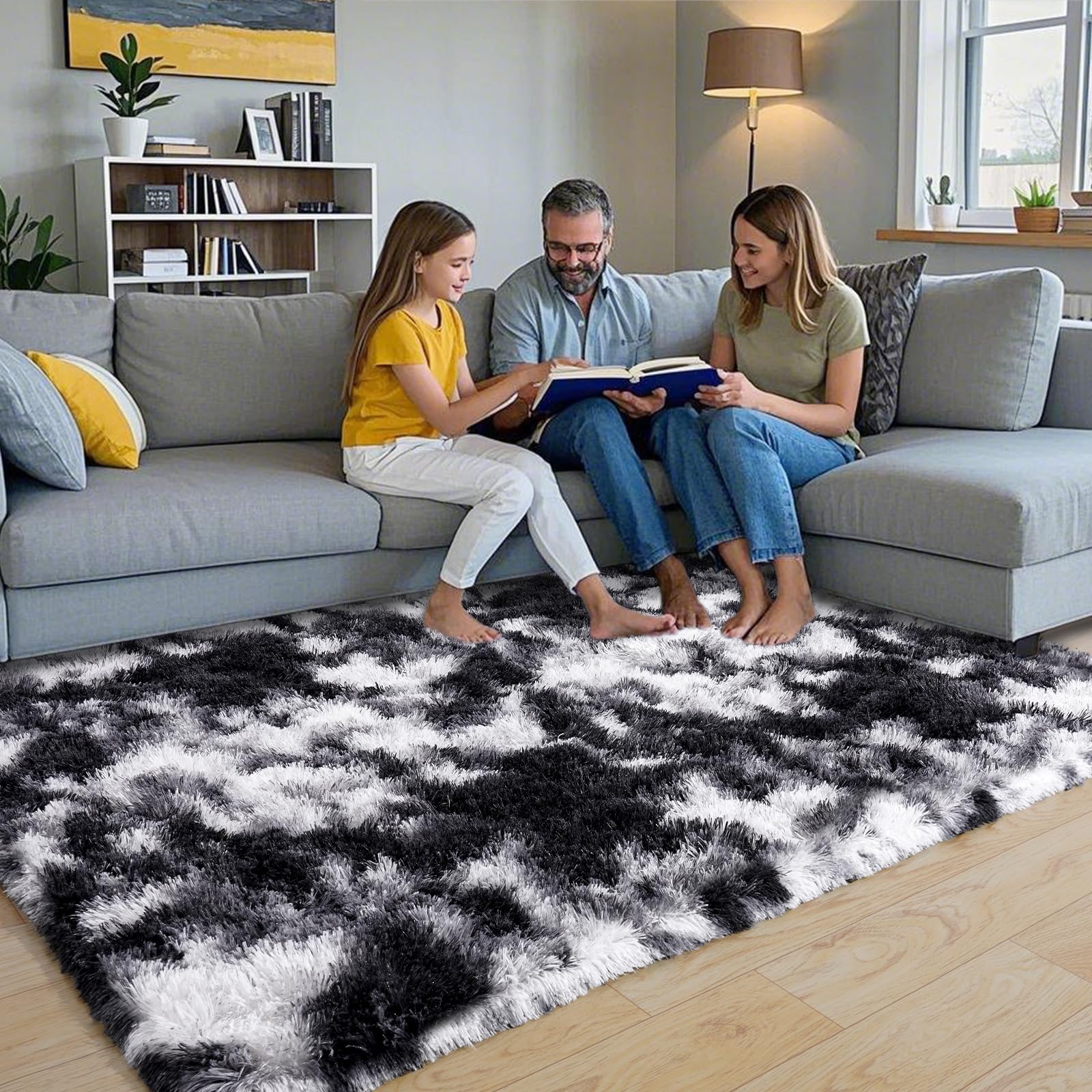 Pionblank Fluffy Area Rug for Bedroom 4x6 Feet, Indoor Plush Carpet, Shag Soft Bedside Rug, Cute Comfy Furry Rug for Living Room Dorm Girls Boys Room