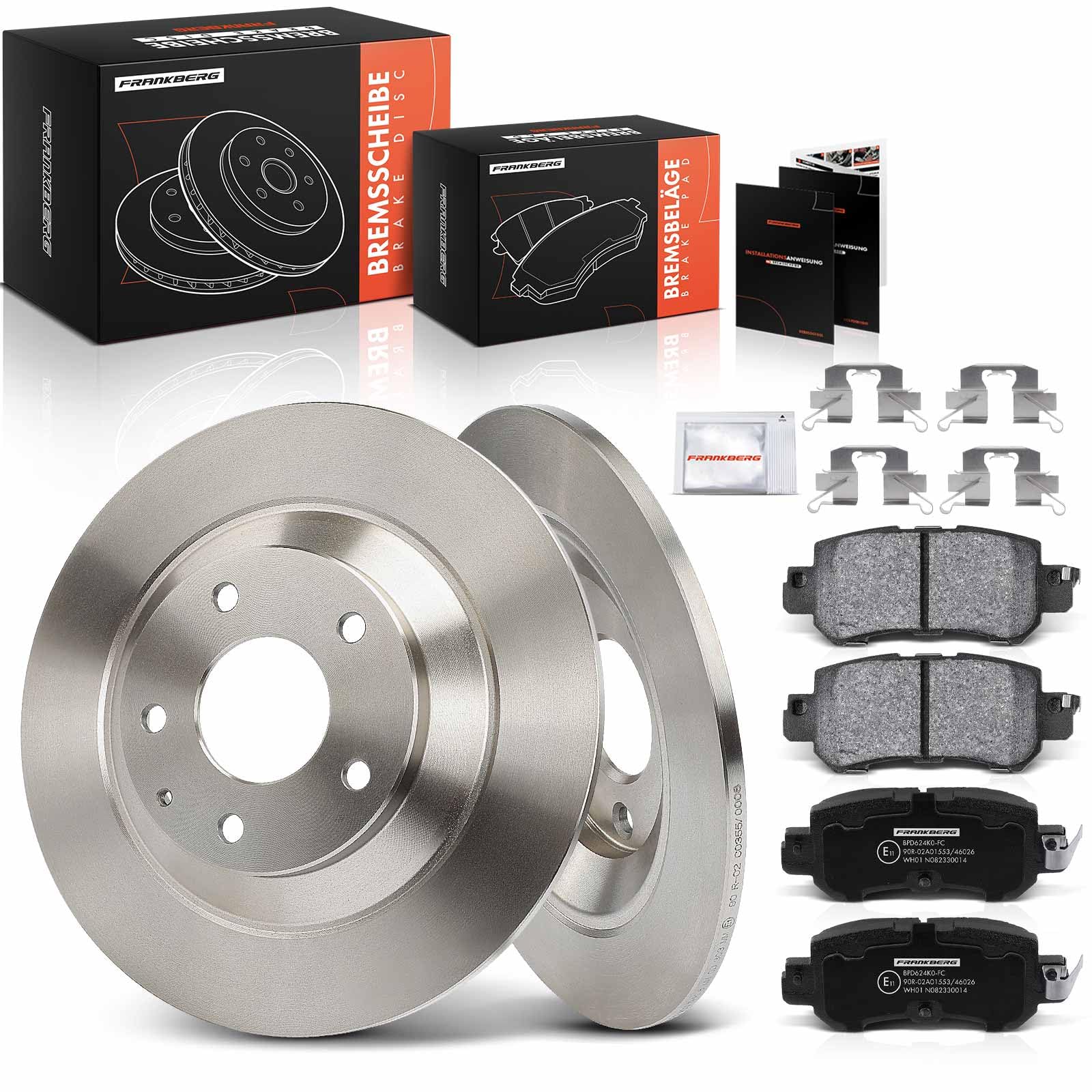 Frankberg Bremsensatz inkl. 2x Bremsscheiben + 4x Bremsbeläge Hinten Kompatibel mit CX-5 GH KE Replace# K01126251B,K0Y12648ZC9C