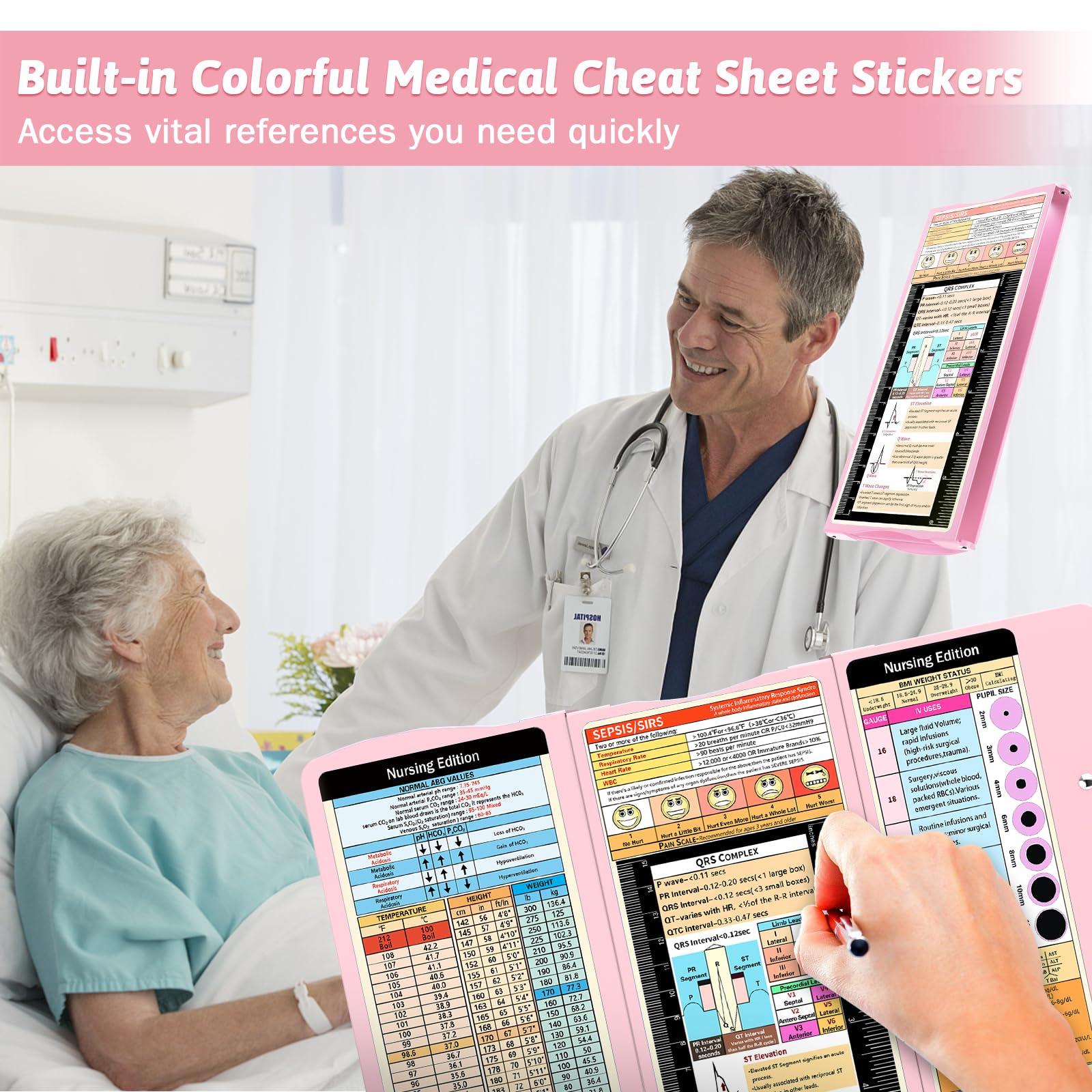 Nursing Clipboard Foldable Clipboard Medical Edition Cheat Sheets Aluminum 3 Layers Foldable Clipboards Nursing Pocket Size Profile Clip — view 3