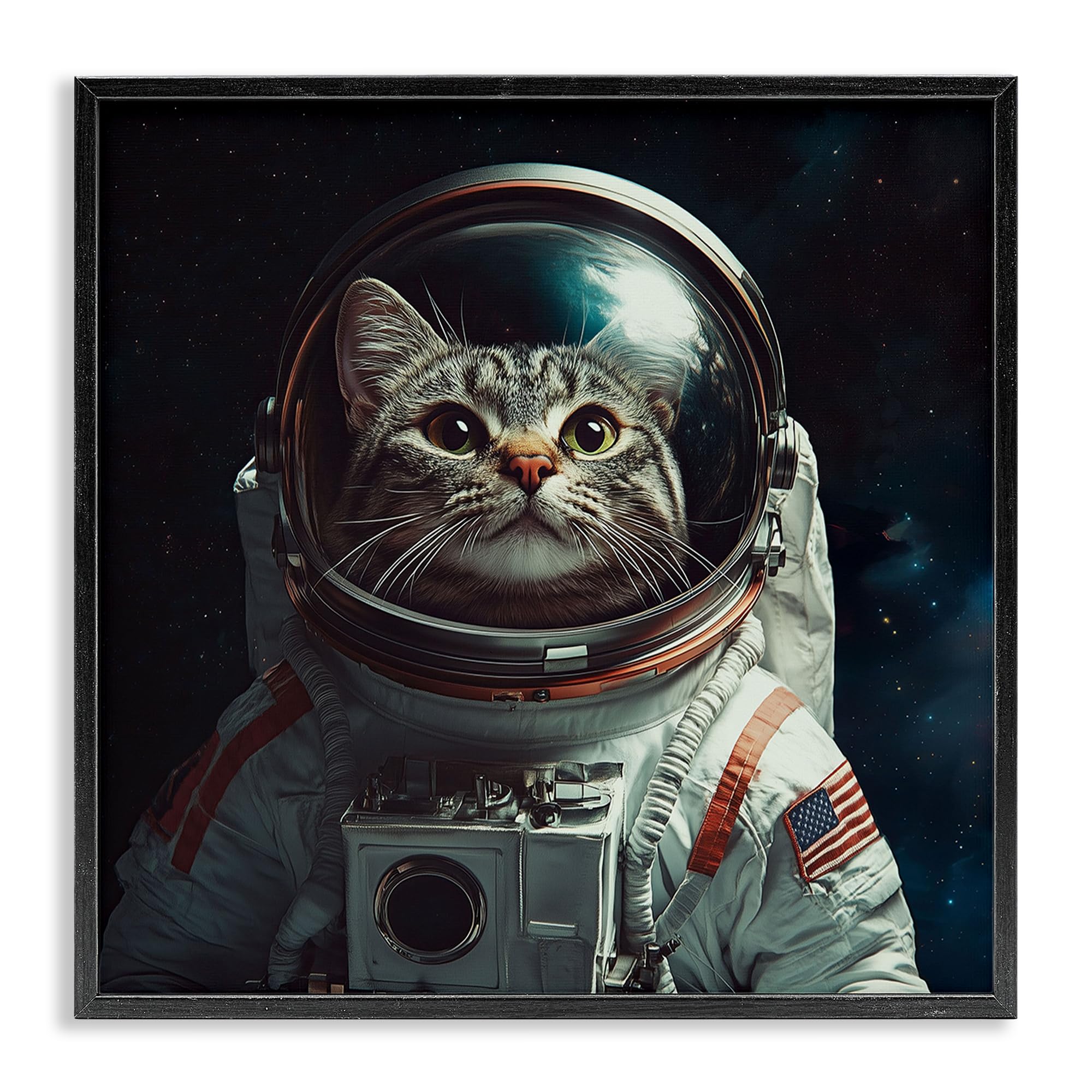 Catstronaut Cosmic Space Adventure, 24 x 24 Inch Framed Giclée Print