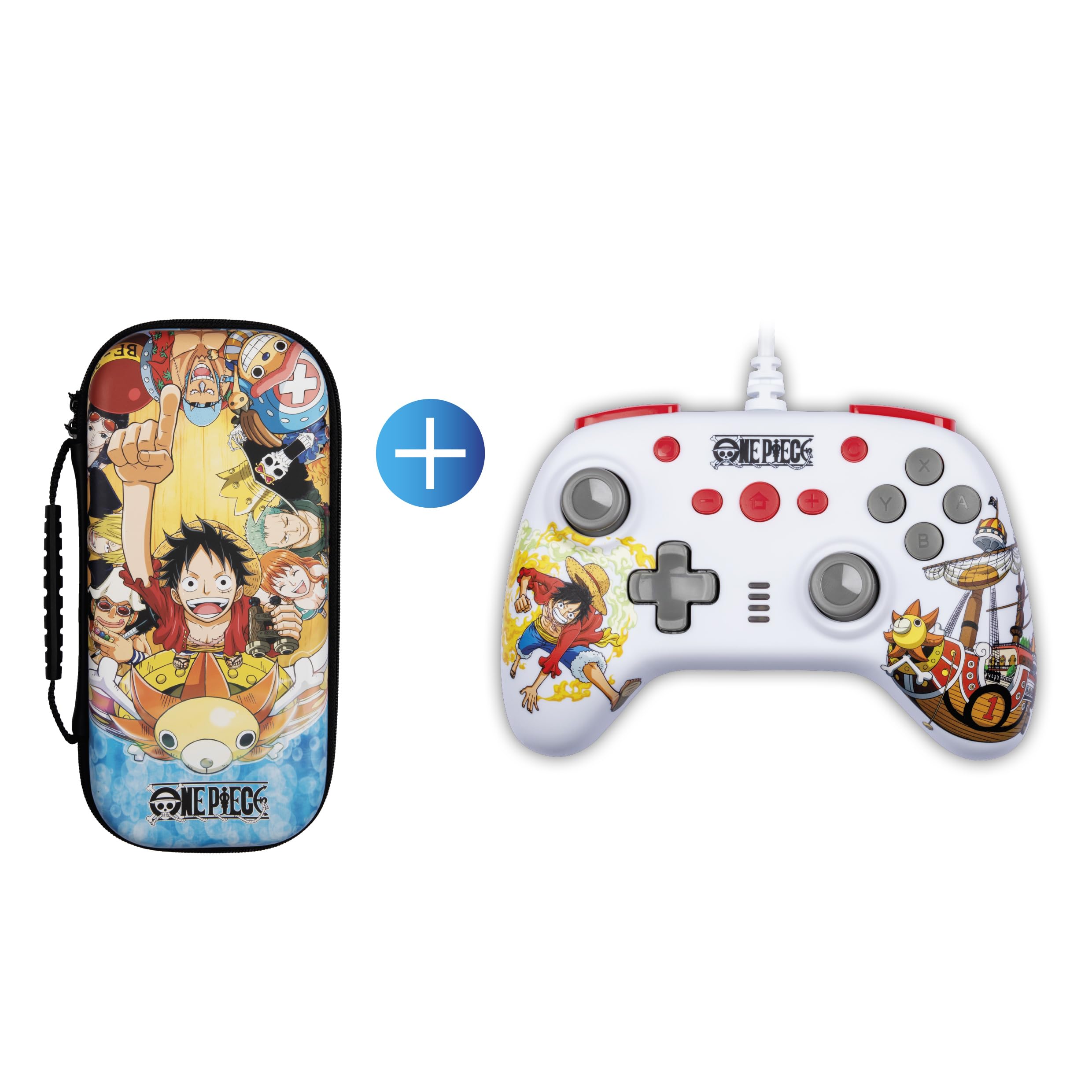 Konix One Piece Gaming-Zubehörpaket für Nintendo Switch und Switch OLED, Schutzhülle, kabelgebundener Controller