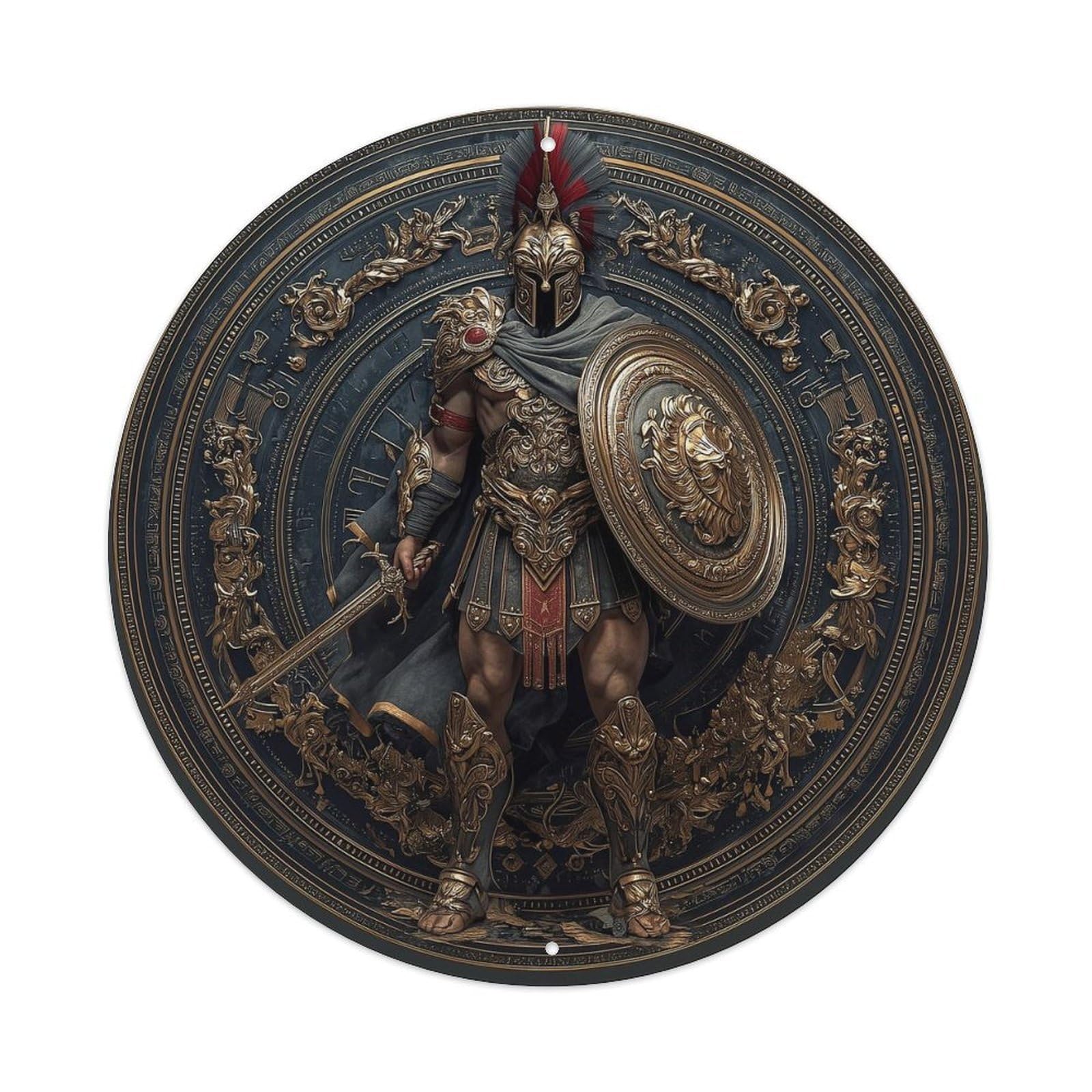 Ancient Warrior Armor Shield Design Metal Tin Sign Plaque