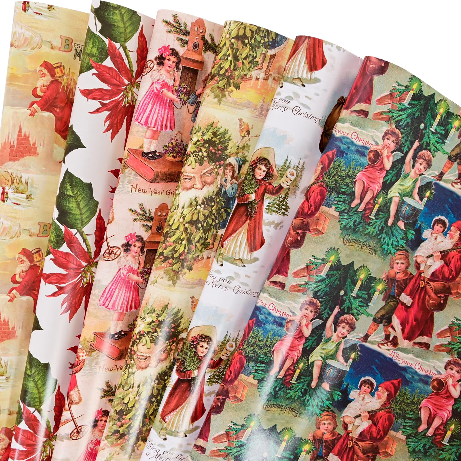 Amazon.com: Dtiafu Vintage Christmas Wrapping Paper Retro