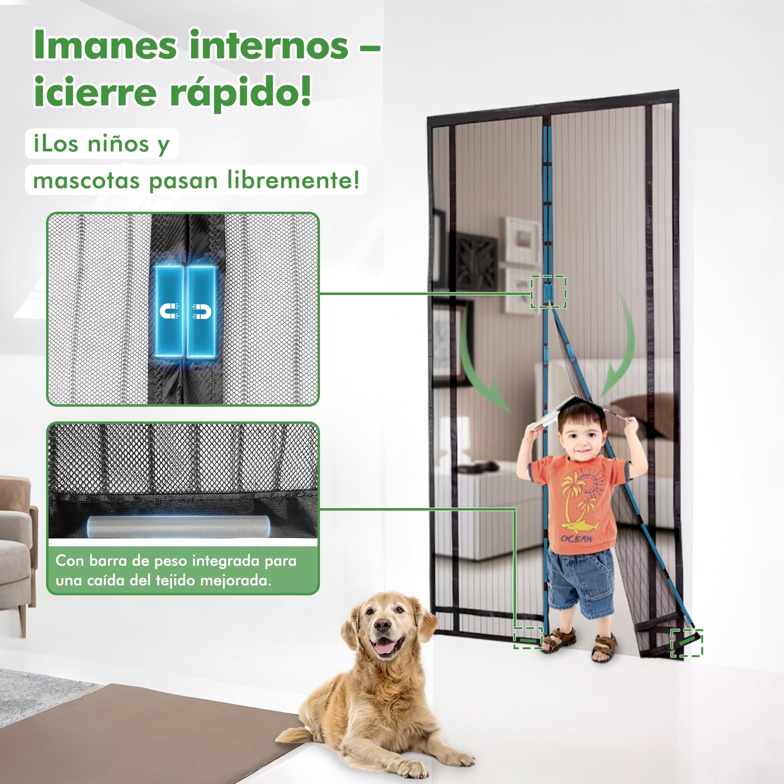 Sekey 130x220 cm magnético cortina para protección contra insectos, magnético Mosquitera para puerta para balcón, sótano Puerta, terrazas para puerta (se puede cortar en altura y ancho), Negro