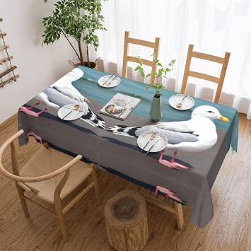 Cute seagull Rectangle Tablecloth, Printed Personalized Table Cover Decor for Dinner Outdoor Patio Picnic Party Holiday, Waterproof Polyester Table Cloth 137 x 182CM