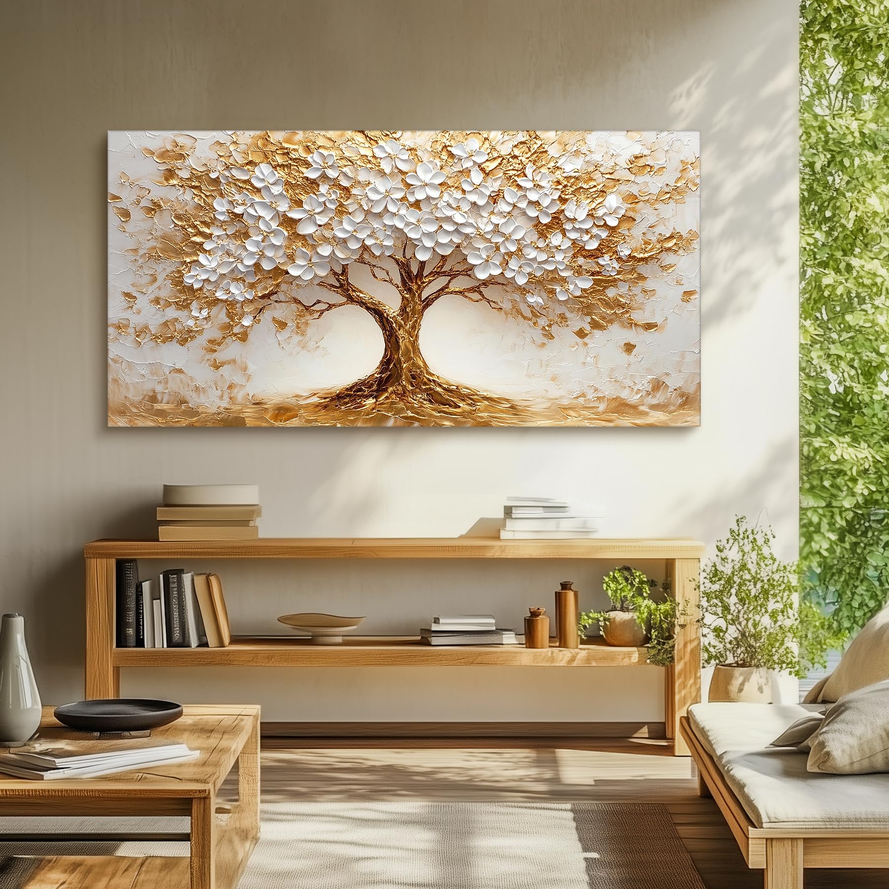 hyidecorart Cuadros Decoracion Salon Grandes, 73x146 cm Pintura de Natural Paisaje, Cuadros Decorativos del Árbol de la Vida Adecuado para Dormitorios Pasillos Comedores