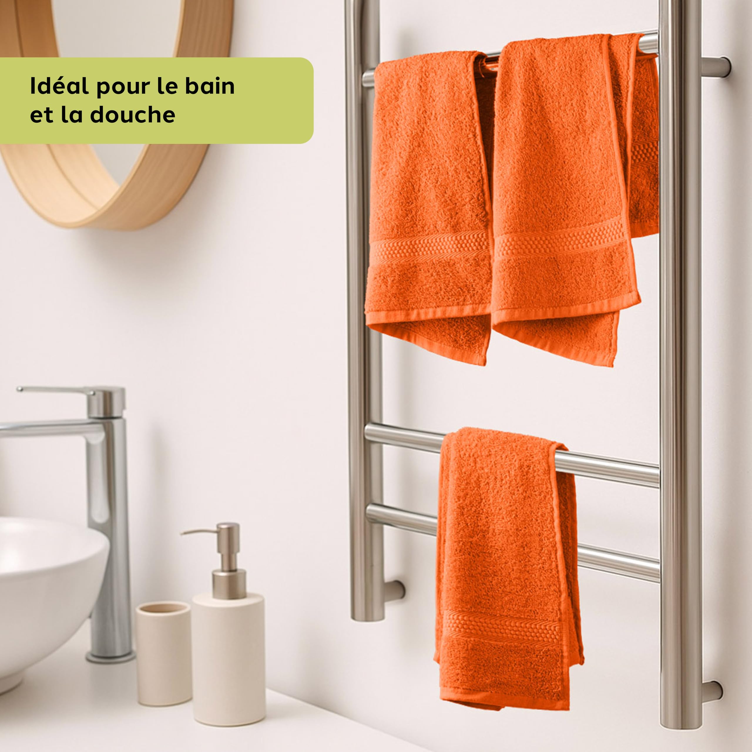Caleffi Lot de 3 Serviettes invités, 40 x 60 cm, Bidet et Bain, 100% Coton