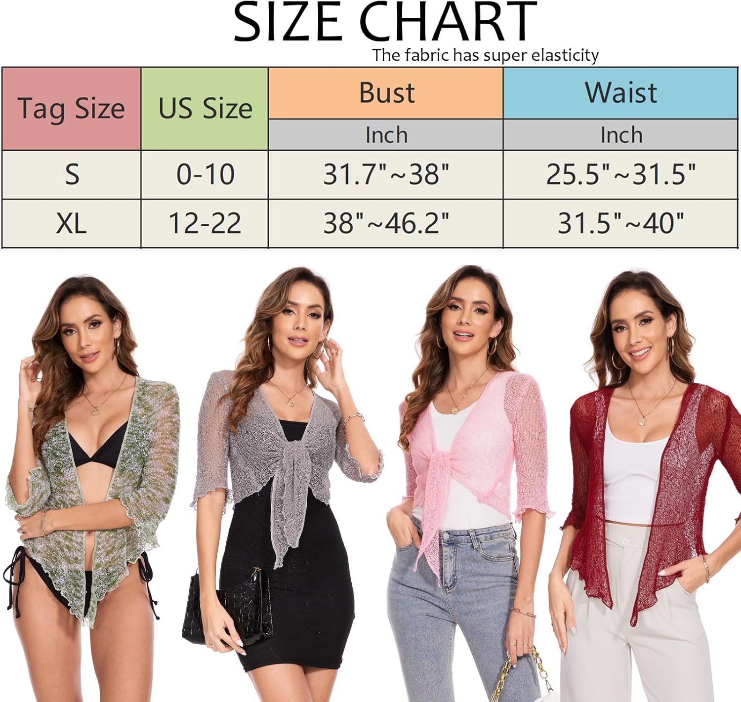 MISS MOLY Women Sheer Shrug Cardigan, Bolero Shrug Sweaters for Dresses, Tie Front Lightweight Crop Knit, Short Cover Up Tops - Image 4