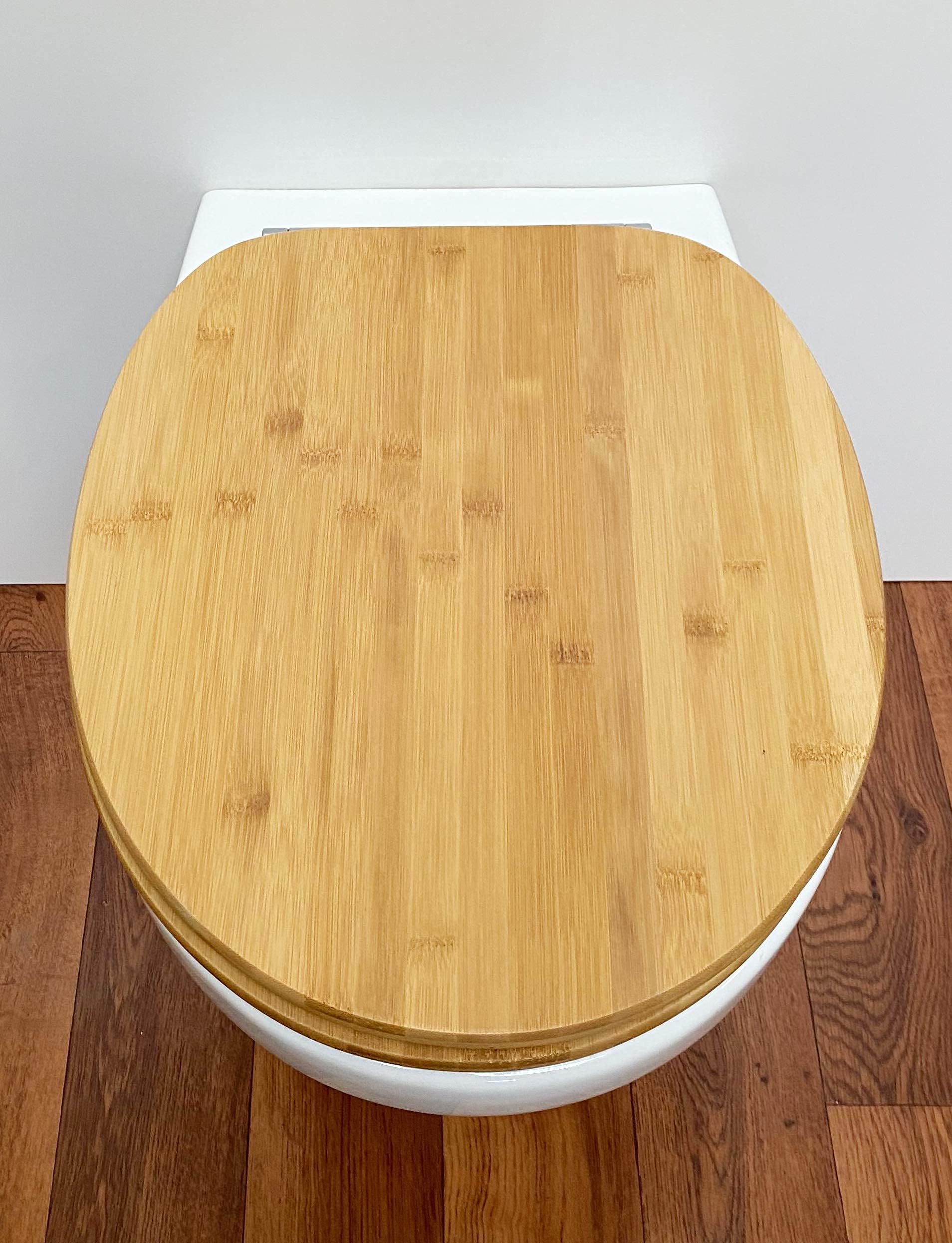 ADOB Asiento de inodoro bambú, con descenso automático, color marrón oscuro, 33323