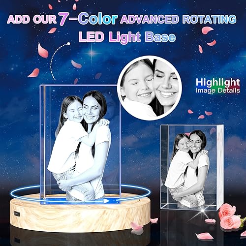 Miniatura 5 de Foto de cristal 3D personalizada, regalos personalizados para mujeres, hombres, ella, él, mamá, papá, parejas, imagen de vidrio grabado con láser,