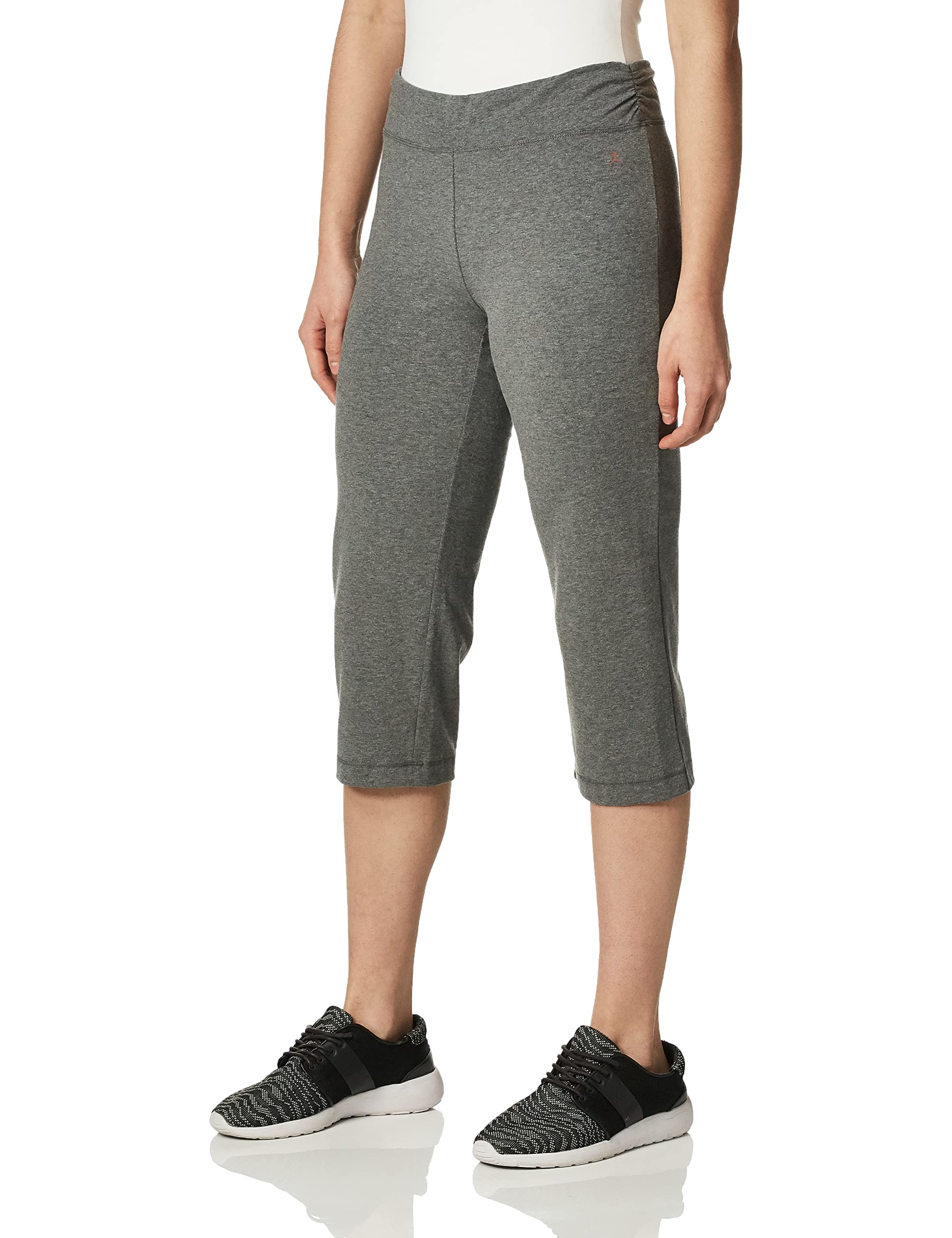Danskin Women's Essential Sleek Fit Crop Pant Casual, Charcoal Grey Heather, S