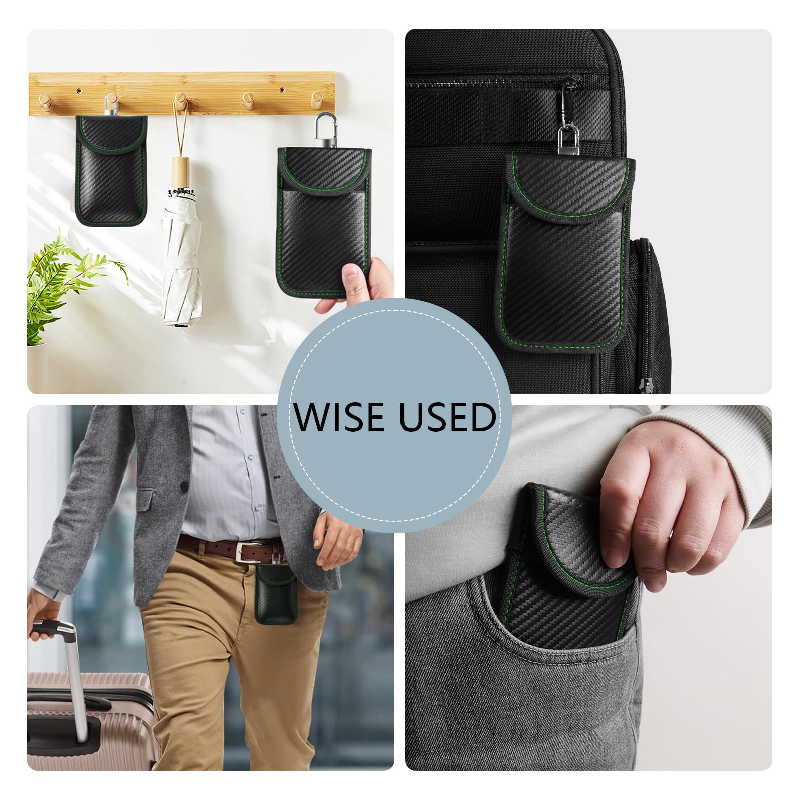 Meliya Faraday Pouch Bag for Car Keys, RFID Signal Blocking Holder, Faraday Key Fob Protector, Anti-Theft Key Fob Case (Green)