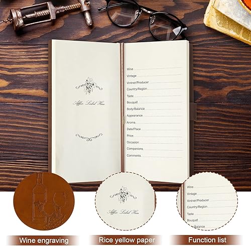 Miniatura 3 de Gueevin Diario de pasaporte de vino de piel sintética, libro de cata de vinos de bolsillo, diario de cata de vino, libro de registro de cerveza con