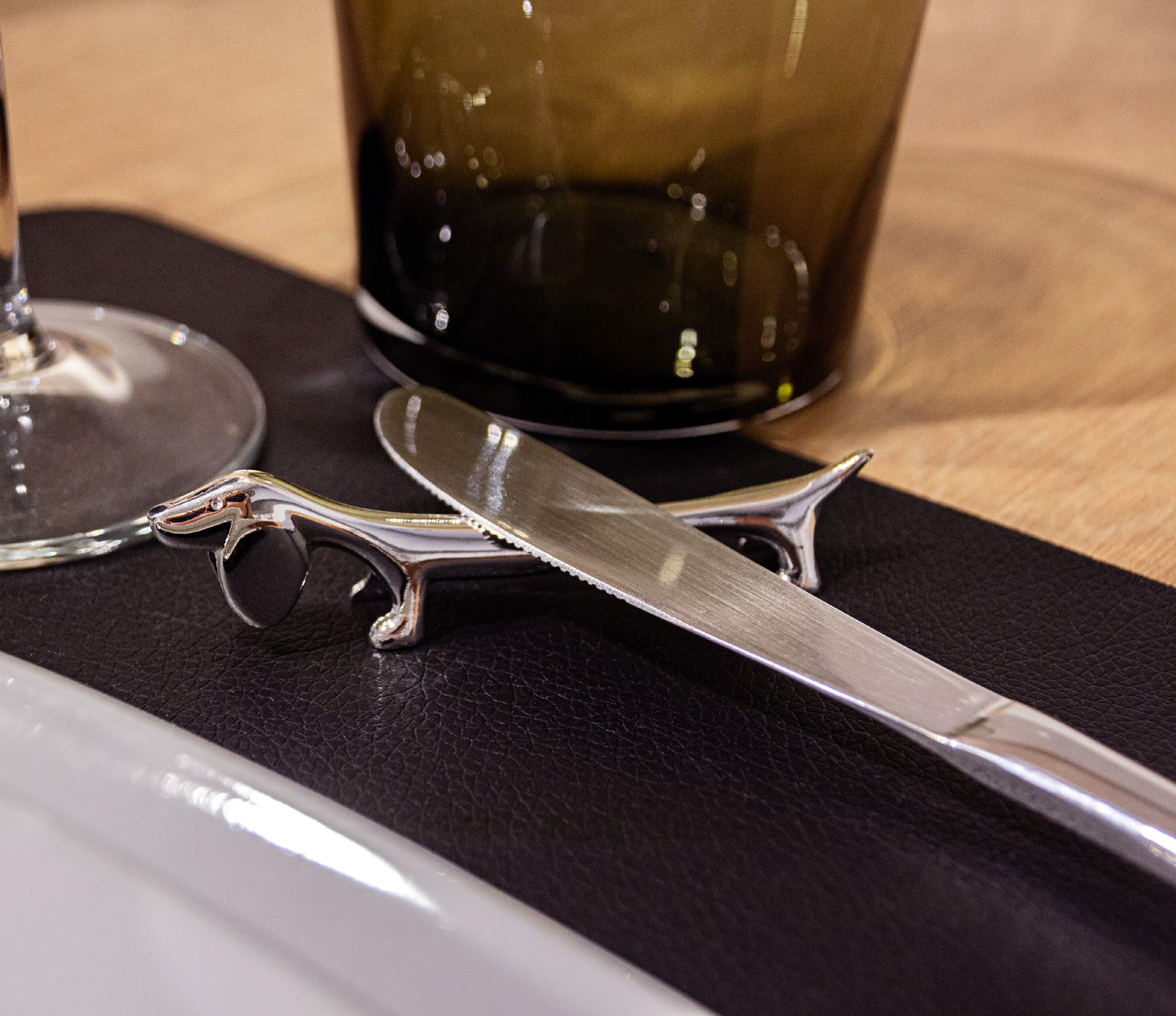 EDZARD set van 6 messen hondjes, lengte 9 cm, verzilverd, aanslagbestendig