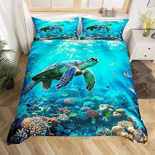 Miniatura 15 de Juego de funda de edredón retro para niños, tamaño individual, locomotora de vapor, aventura náutica del océano, decoración de habitación de niñas y