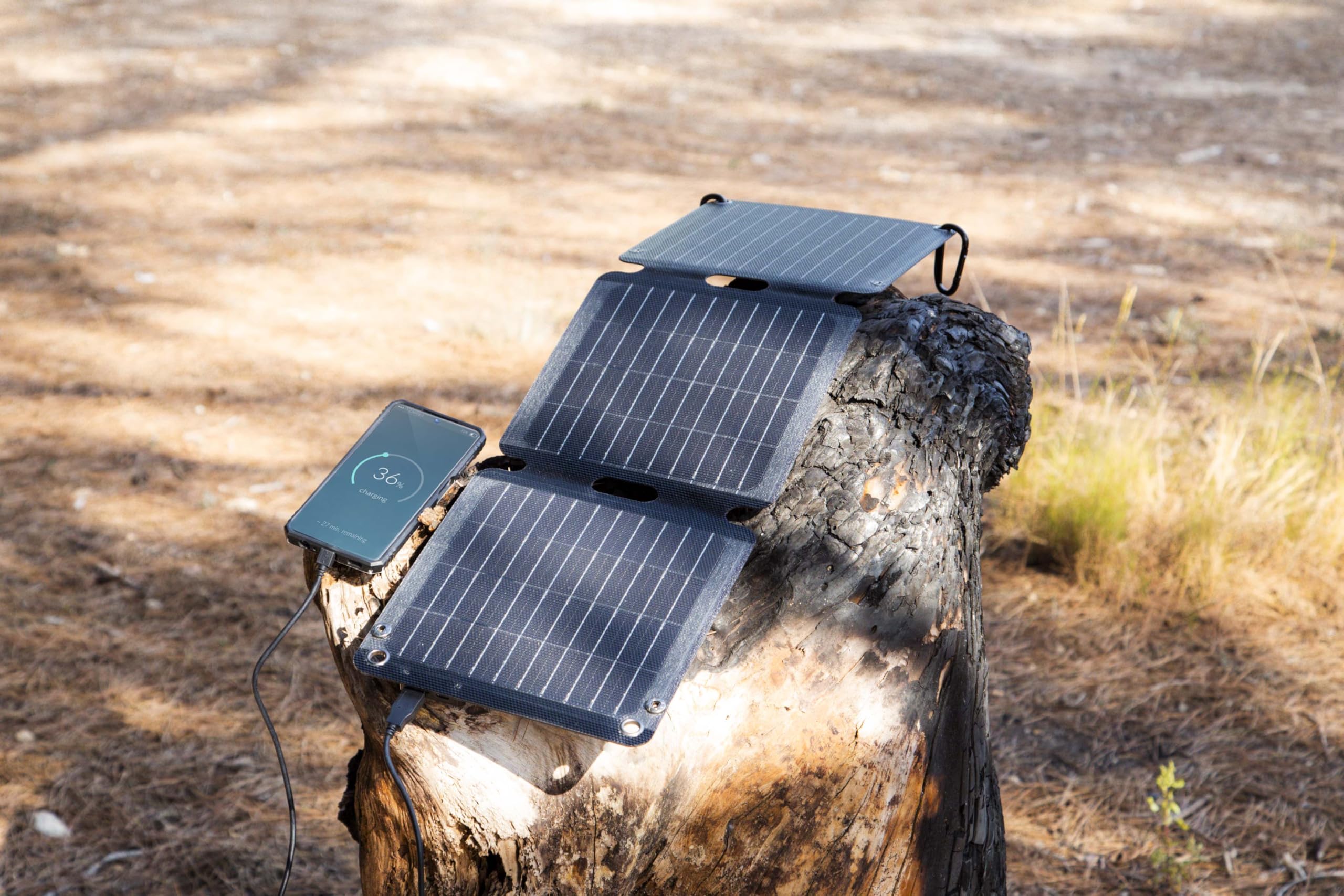Innovate Panel Cargador Solar Portátil 21W 5V 3 Amp. Máx. con Conexión USB Tipo C-A. Placa Solar Plegable e Impermeable. Perfecto para Acampadas, Trekking, Senderismo, Playa, Montaña…