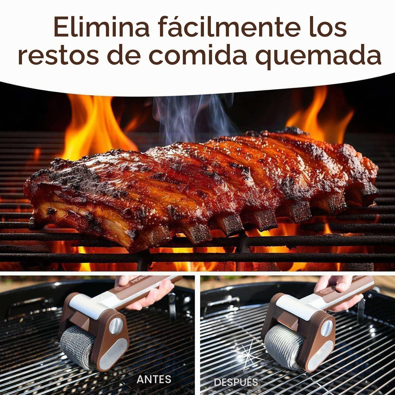 Cepillo De Parrilla Eléctrica Inalámbrica, Explosiones De Rodillo De Potencia De Acero Inoxidable Cepillo De Limpieza Giratoria con Luces Led Incorporadas, Limpiador De Cepillos Recargables para