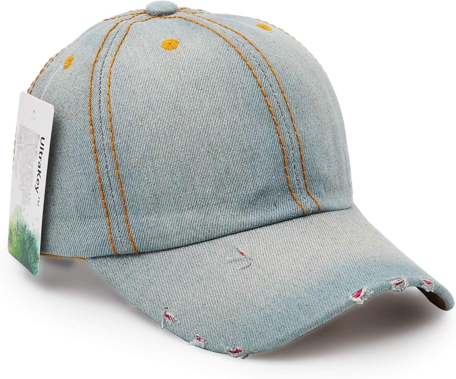 Denim Baseball Cap, Unisex Sport Hat Casual Women Men Sun Hat Outdoor Cowboy Cap Dilapidated Design - Image 2