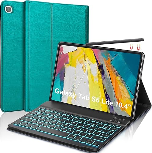 Funda Samsung Galaxy Tab S6 Lite con teclado de 10.4 pulgadas modelo 20222020 (SM-P610P613P615P619), teclado inalámbrico Bluetooth desmontable y
