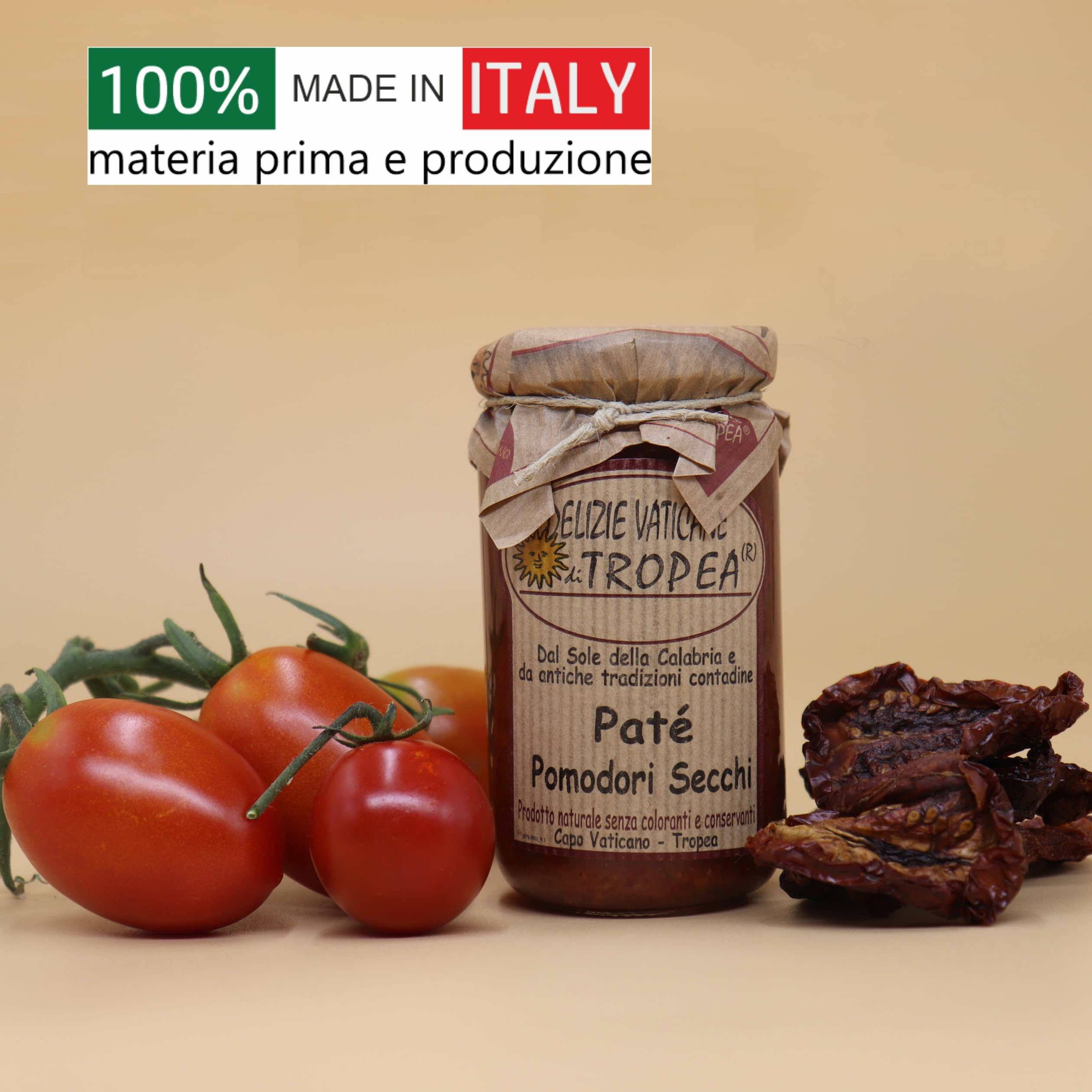 Paté de Tomate Seco 180g | Delicia Calabresa – Perfecto para Bruschetta, Pasta y Queso | Auténtica Salsa Gourmet Italiana por Delizie Vaticane di Tropea
