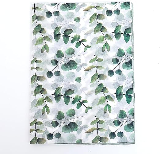 100 Sheets Eucalyptus Gift Wrapping Tissue Paper Recyclable Greenery Botanical Packaging Bag for Wedding Birthday Showers Art Craft Party Favor Decoration