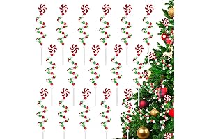 16-Piece 11.7" Christmas Curly Red/White/Green Tree Picks: Festive Xmas Decor & Ornaments