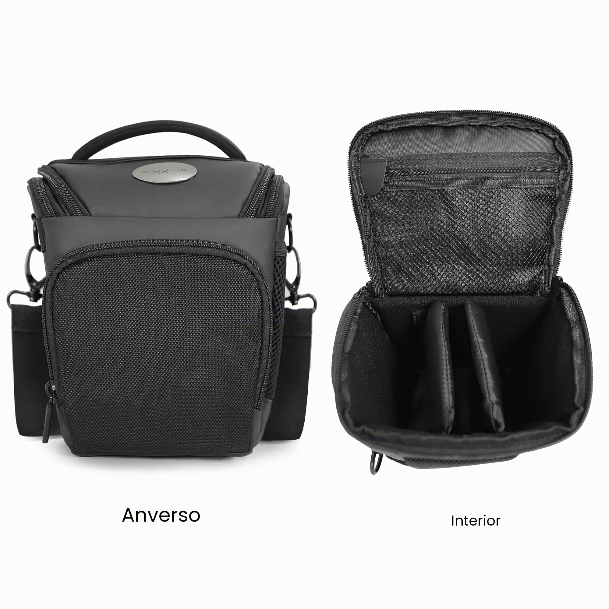 Baxxtar Pro Novo SLR Funda Colt para réflex y mirrorless (Interior 16 x 12 x 19 cm) – Correa de Hombro, túnel de cinturón, Funda de Lluvia – para Canon EOS R7 R8 R10 R50 250D, Nikon Z50, Sony Alpha