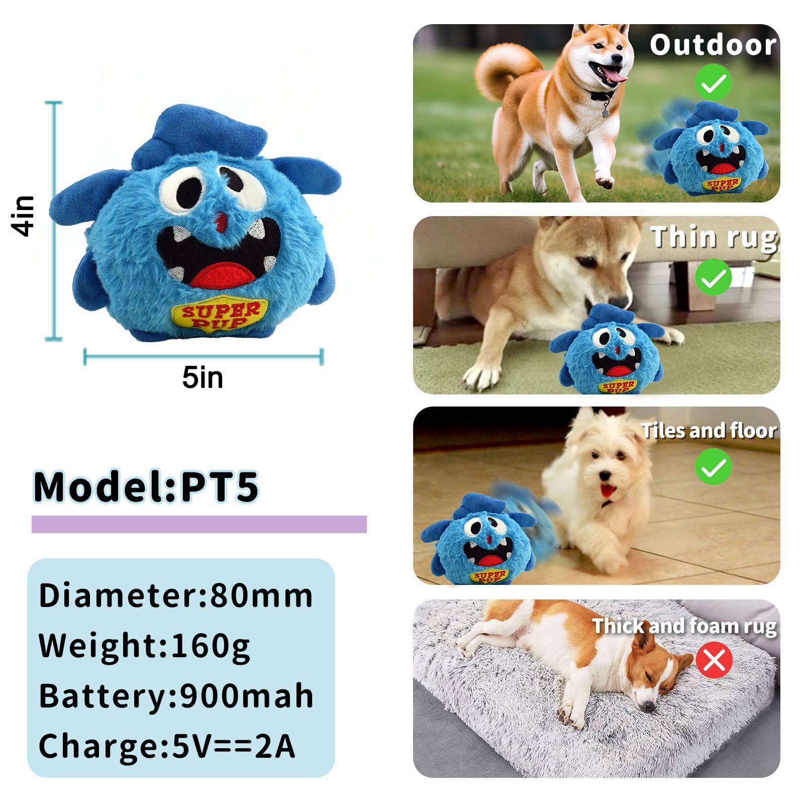 Jouets interactifs pour chien pour l'ennui – Jouet interactif en peluche monstre en peluche, jouet couineur pour chien, jouet électronique pour chiot