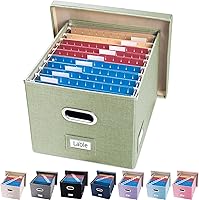 Vista 53 de PRANDOM Caja organizadora de archivos, juego de 1 carpeta plegable decorativa de lino para almacenamiento de archivos colgantes con tapas, gabinete