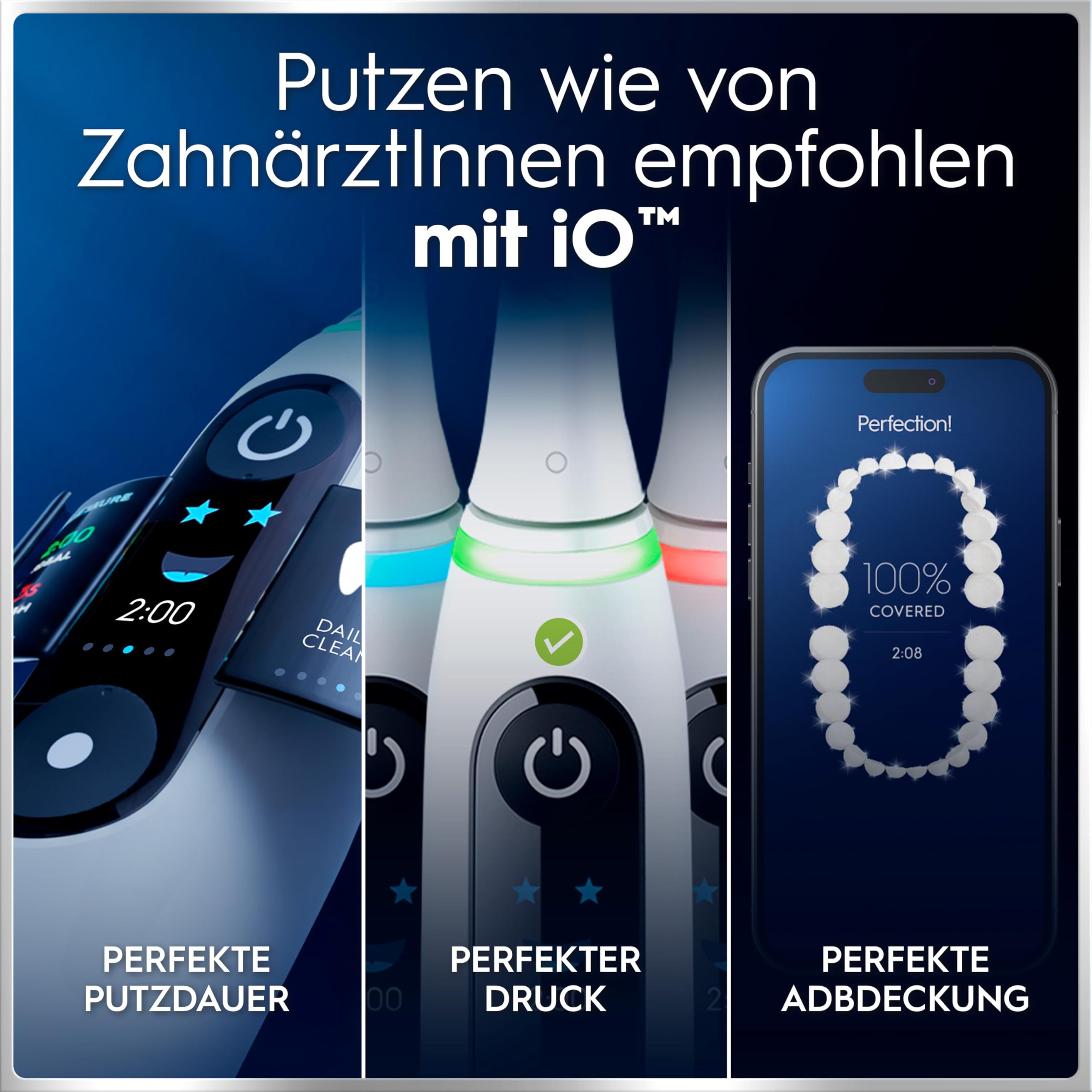 Oral-B iO Series 6 Elektrische Zahnbürste/Electric Toothbrush, 2 Aufsteckbürsten, 5 Putzmodi für Zahnpflege, Magnet-Technologie, Display & Reiseetui, Designed by Braun, white
