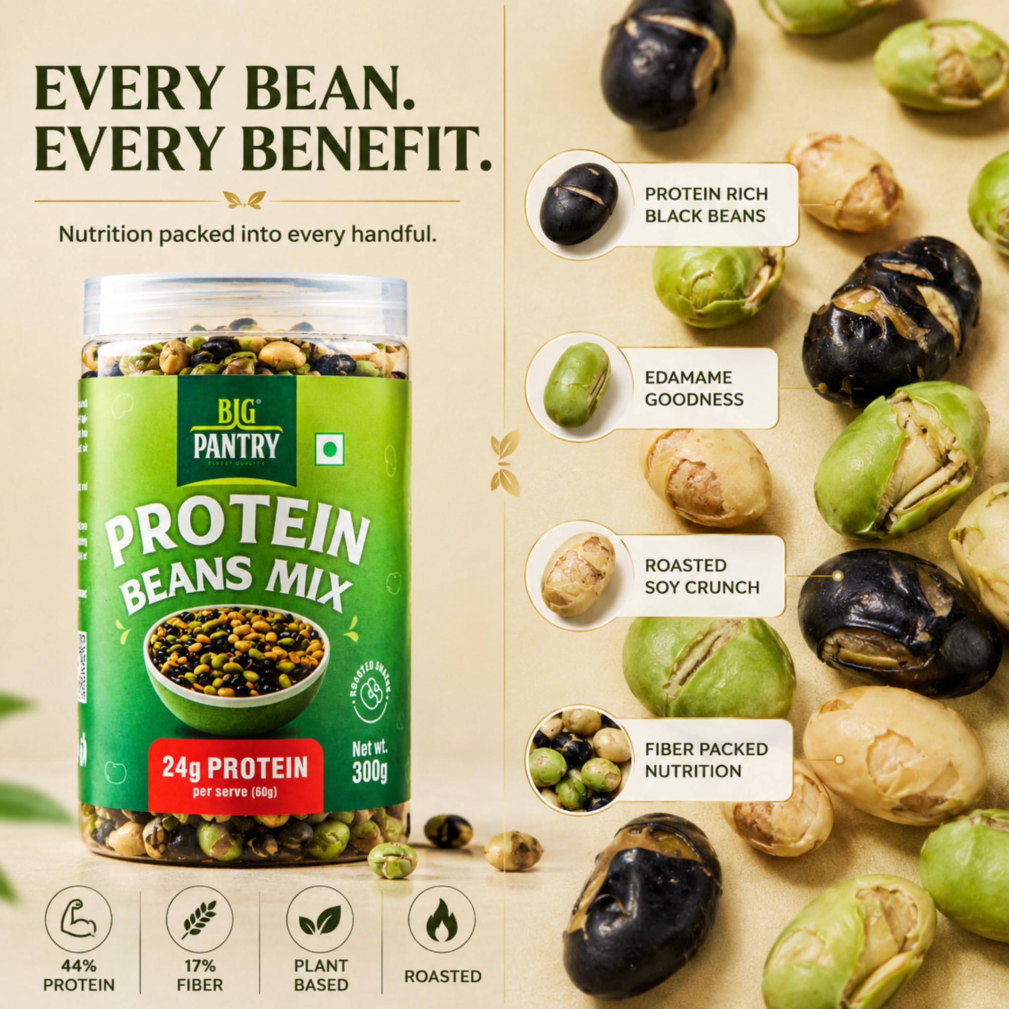 Big Pantry Roasted Protein Bean Mix 600 g (2 x 300 g) | Soya & Edamame — Amazon image 3
