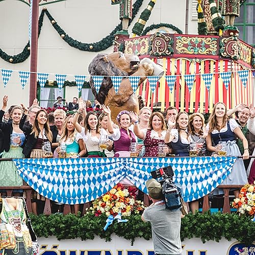 Miniatura 5 de Banderines de tela para Oktoberfest, banderines de Oktoberfest con banderines bávaros para fiesta de Oktoberfest, suministros de decoración de