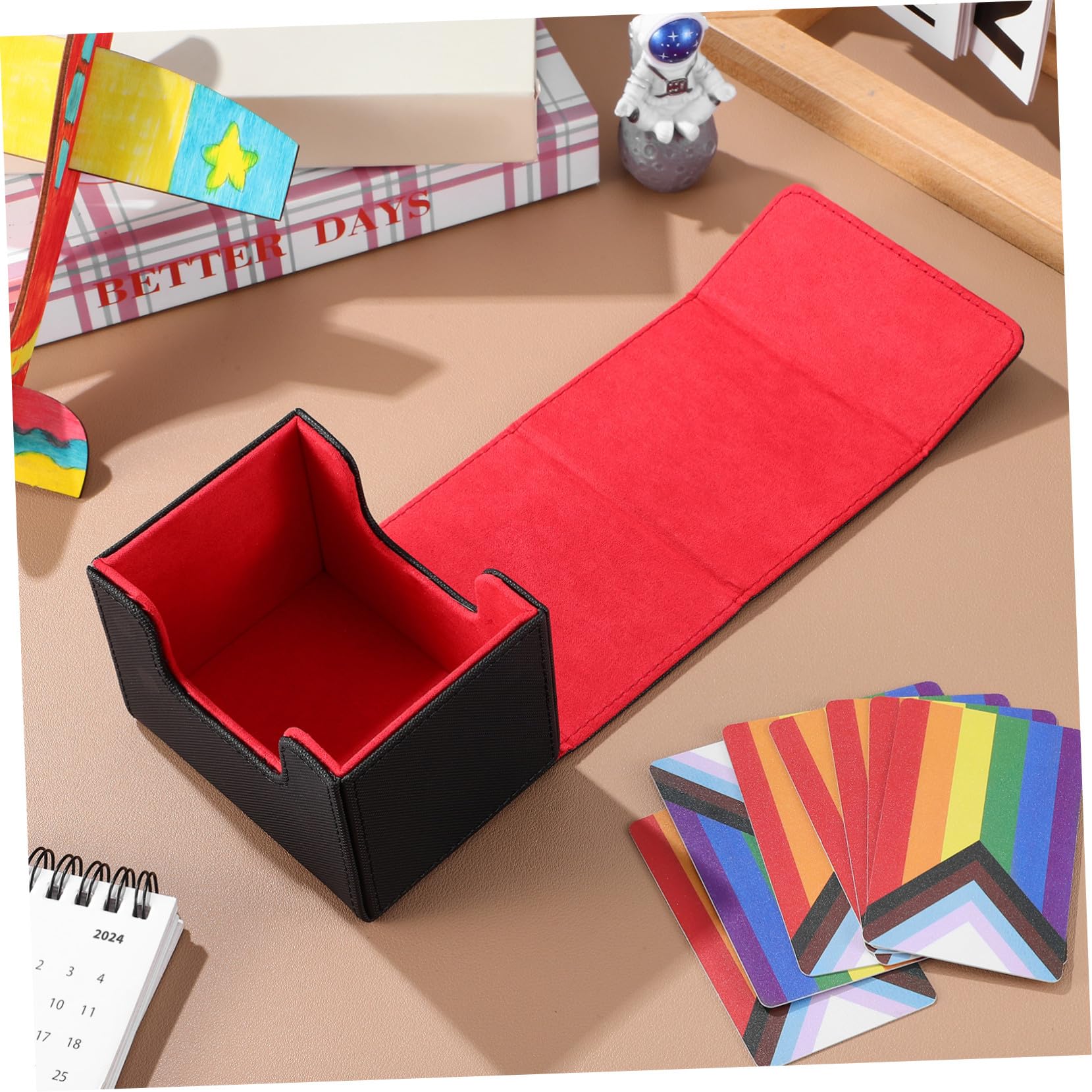Caja Organizadora de Tarjetas para Barajas de Cartas Negra y Roja, Estuche Compacto para Almacenamiento Protegido, Soporte Ligero para Cartas de Juego, Adecuado Coleccionistas