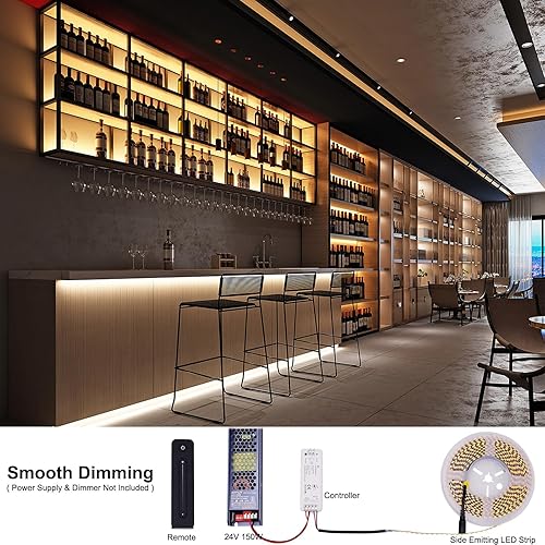 Miniatura 5 de JOYLIT Tira de LED de 24 V que emite 16.4 pies 630 LEDs 4000 K blanco natural, UL listado SMD 4020 75W CRI 92+ 8000LM Super brillante regulable