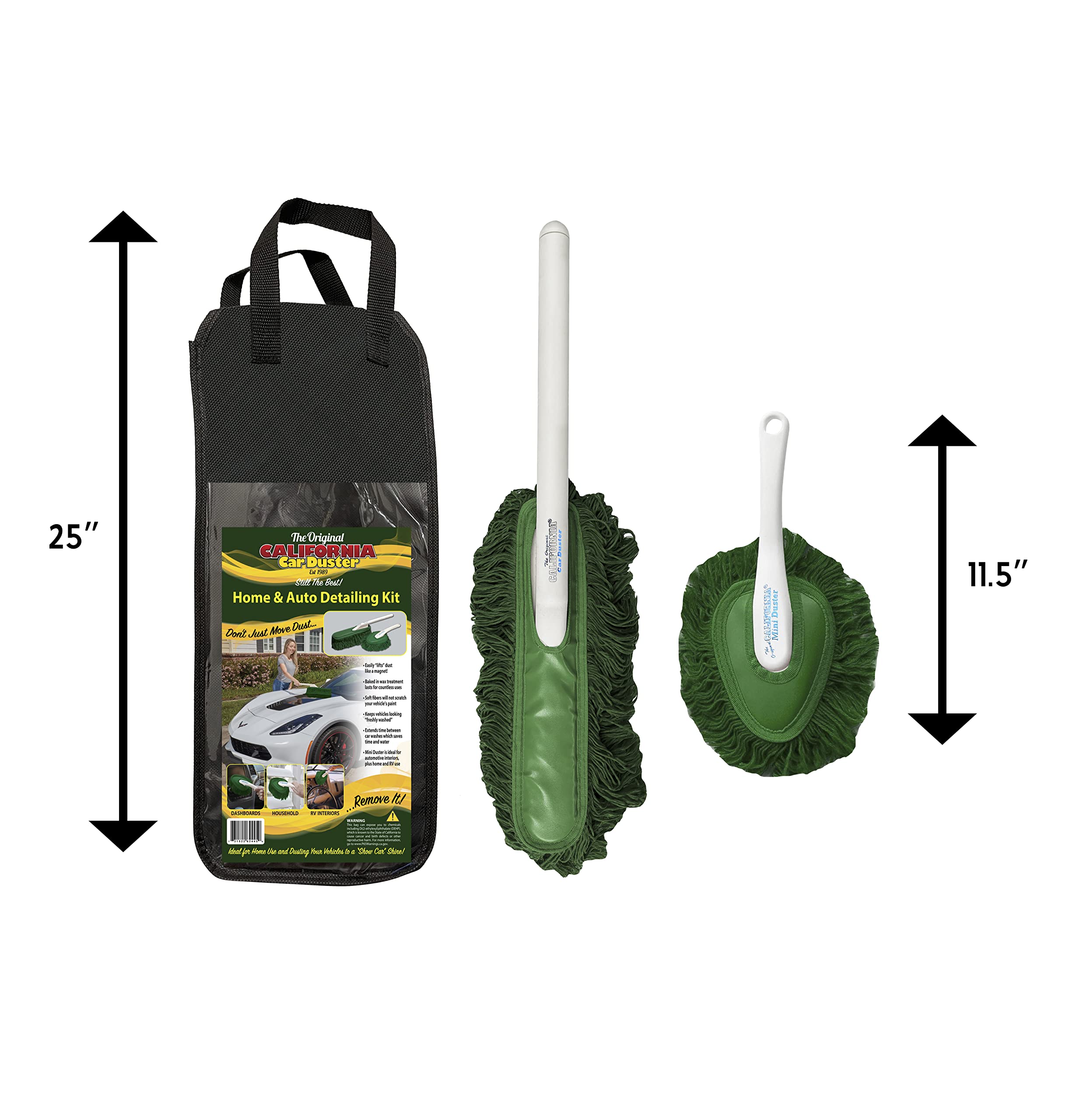 California Car Duster Zestaw detali z plastikowym uchwytem i zielonym mopem 62455