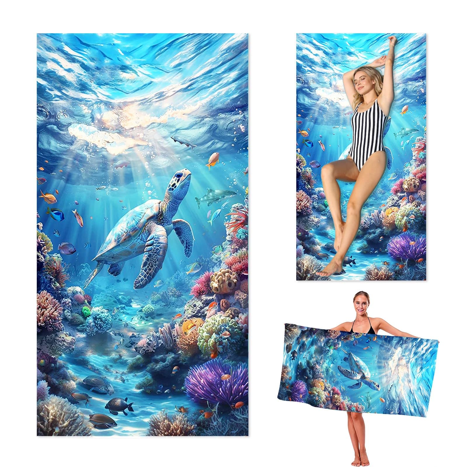 Microfibre Beach Towels for Adults, 180 × 90 cm Extra Large Quick Dry Towel