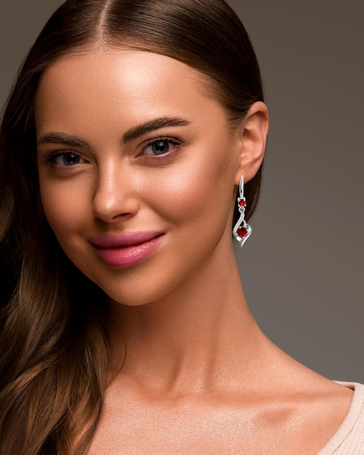 925 Sterling Silver Heart Dangle Earrings with Cubic Zirconia & Birthstone - Women's Fashion Jewelry, Hypoallergenic Drop Design - Image 3