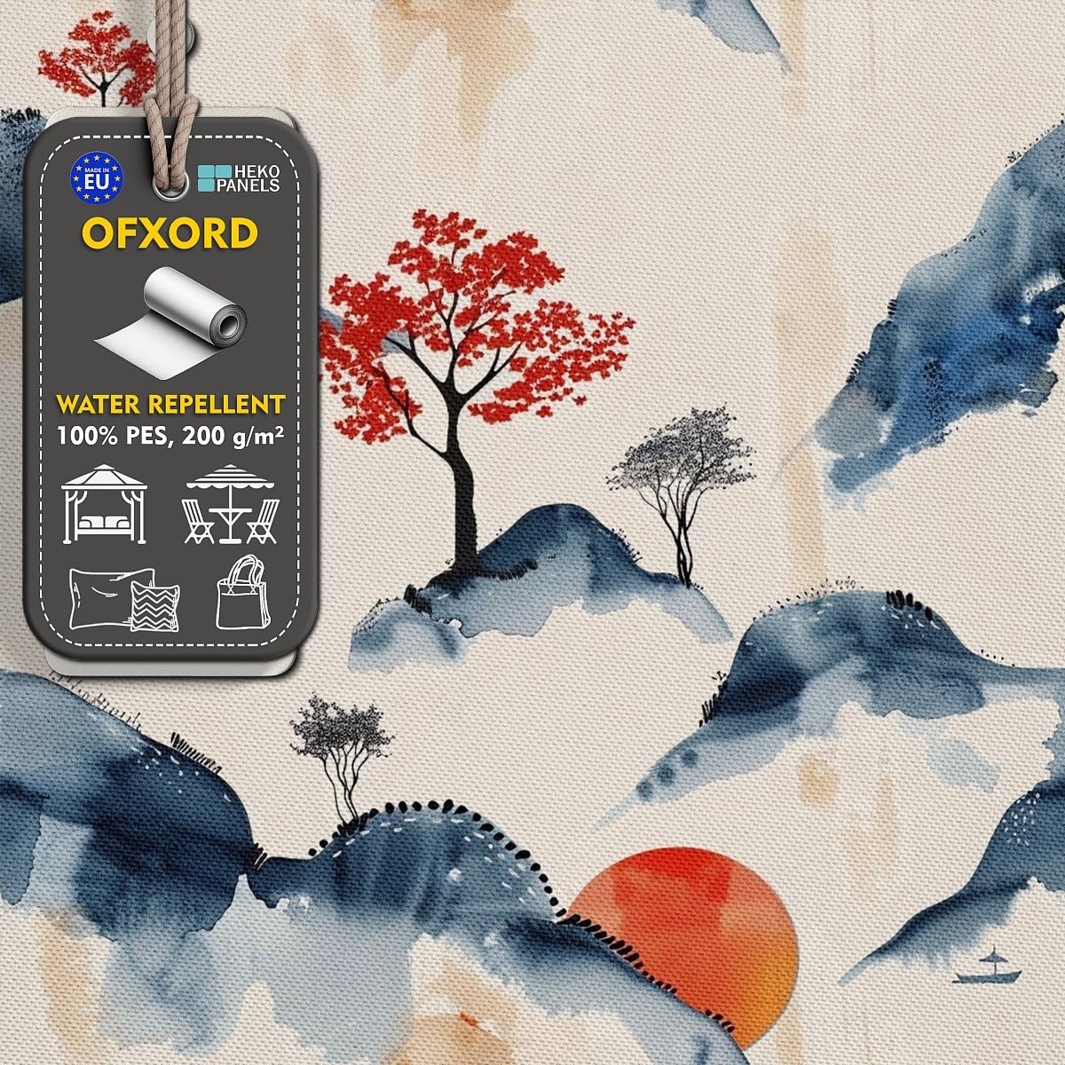 HEKO PANELS Tela Oxford impermeable primavera acuarela japonesa 5 metros