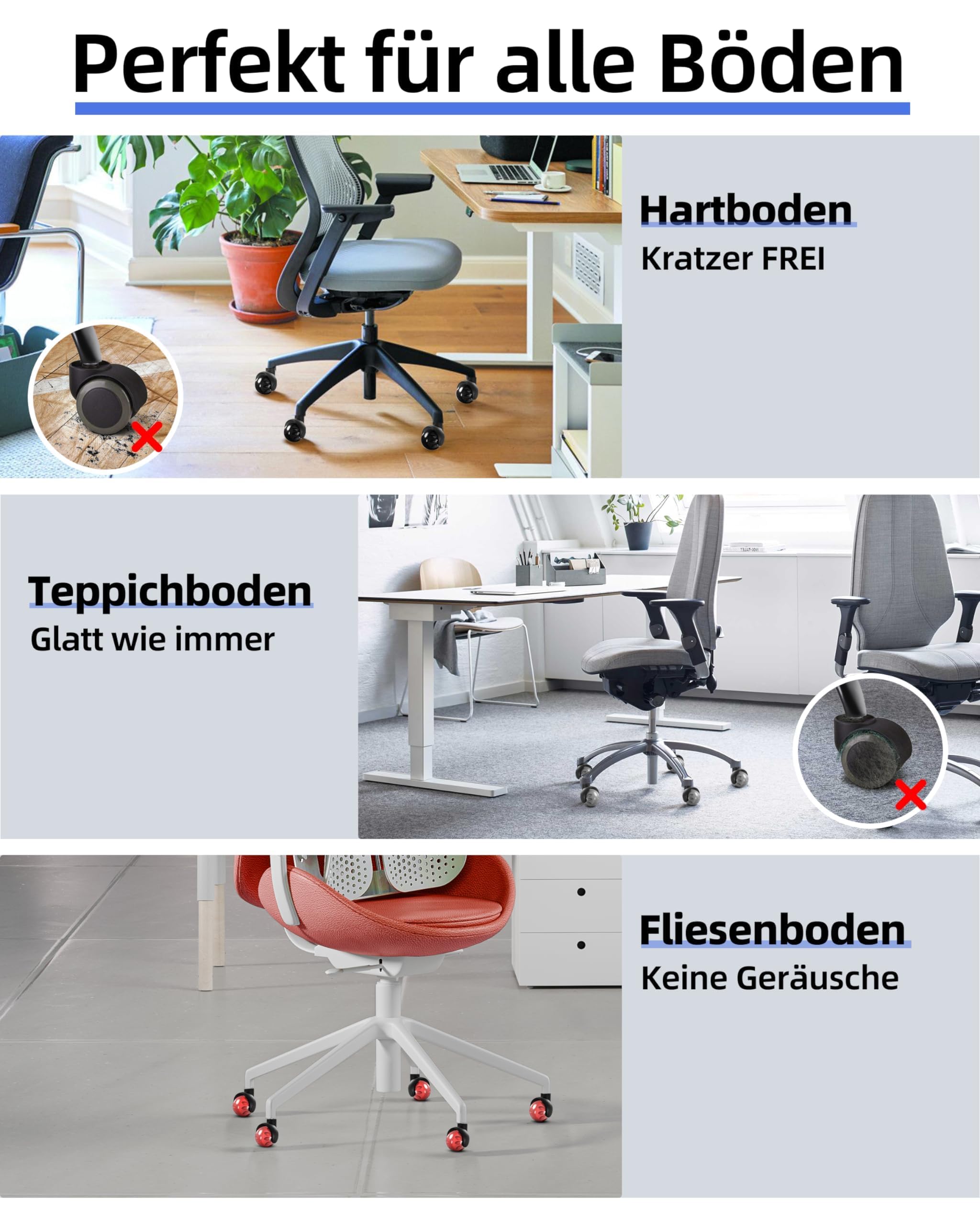 Zachte wielen voor uw Vitra bureaustoel