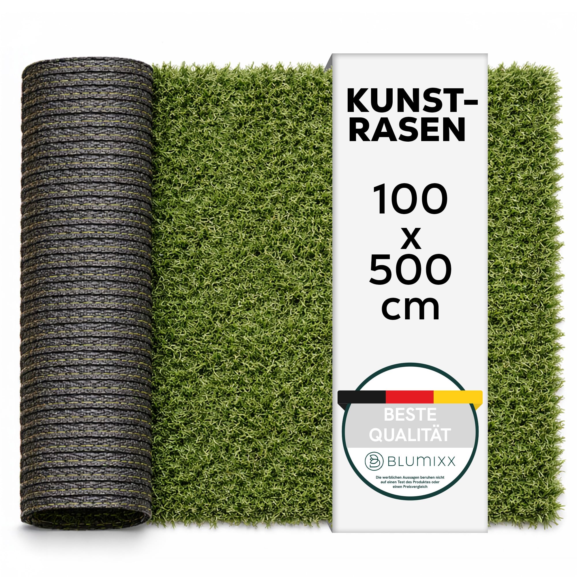 Kunstrasen 100x500 cm – Täuschend Echter, Pflegeleichter Grasteppich für Balkon, Terrasse & Garten, Weiche Textur, UV-Beständig, Leicht Zuschnittbar, mit Drainagelöchern, Robust & Langlebig