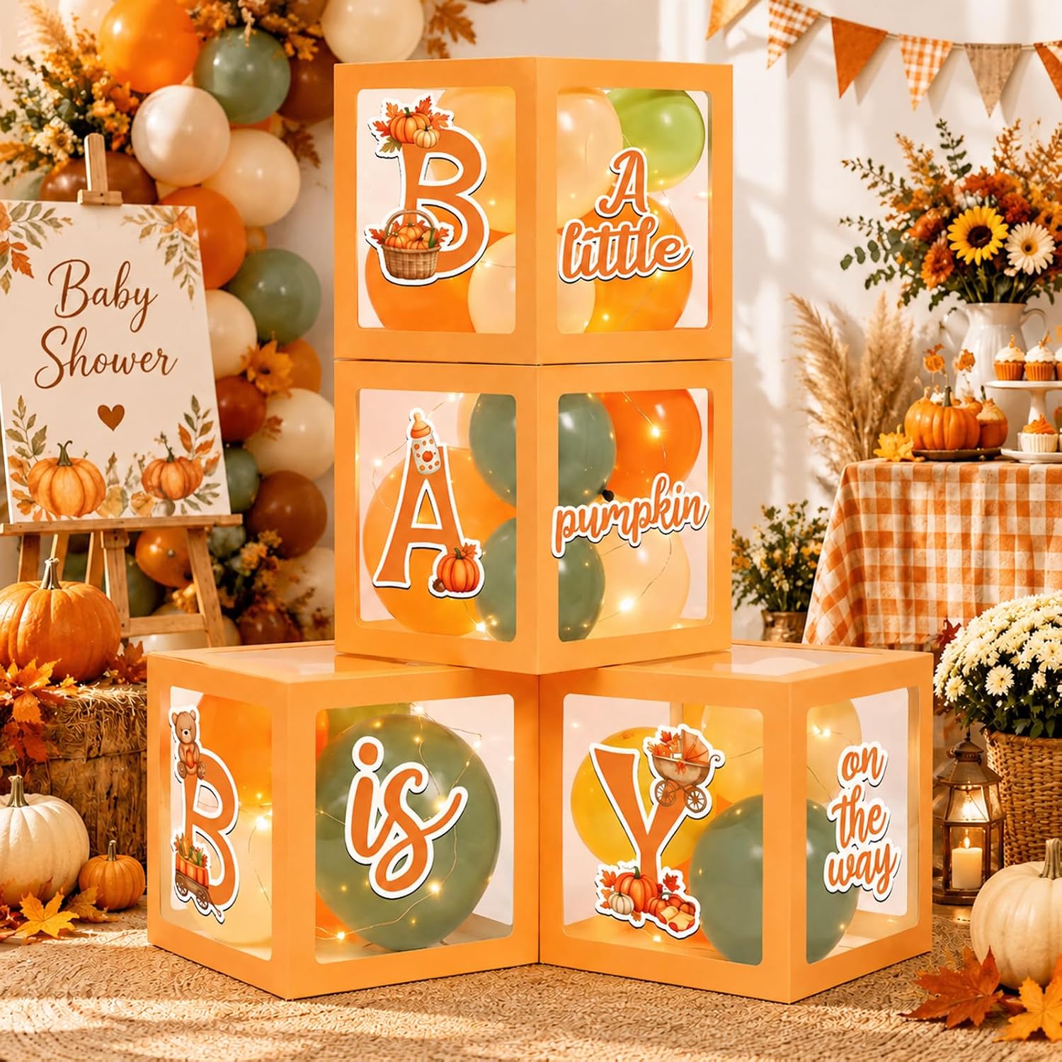 56 Pcs a Little Pumpkin Is on The Way Fall Baby Shower Decorations