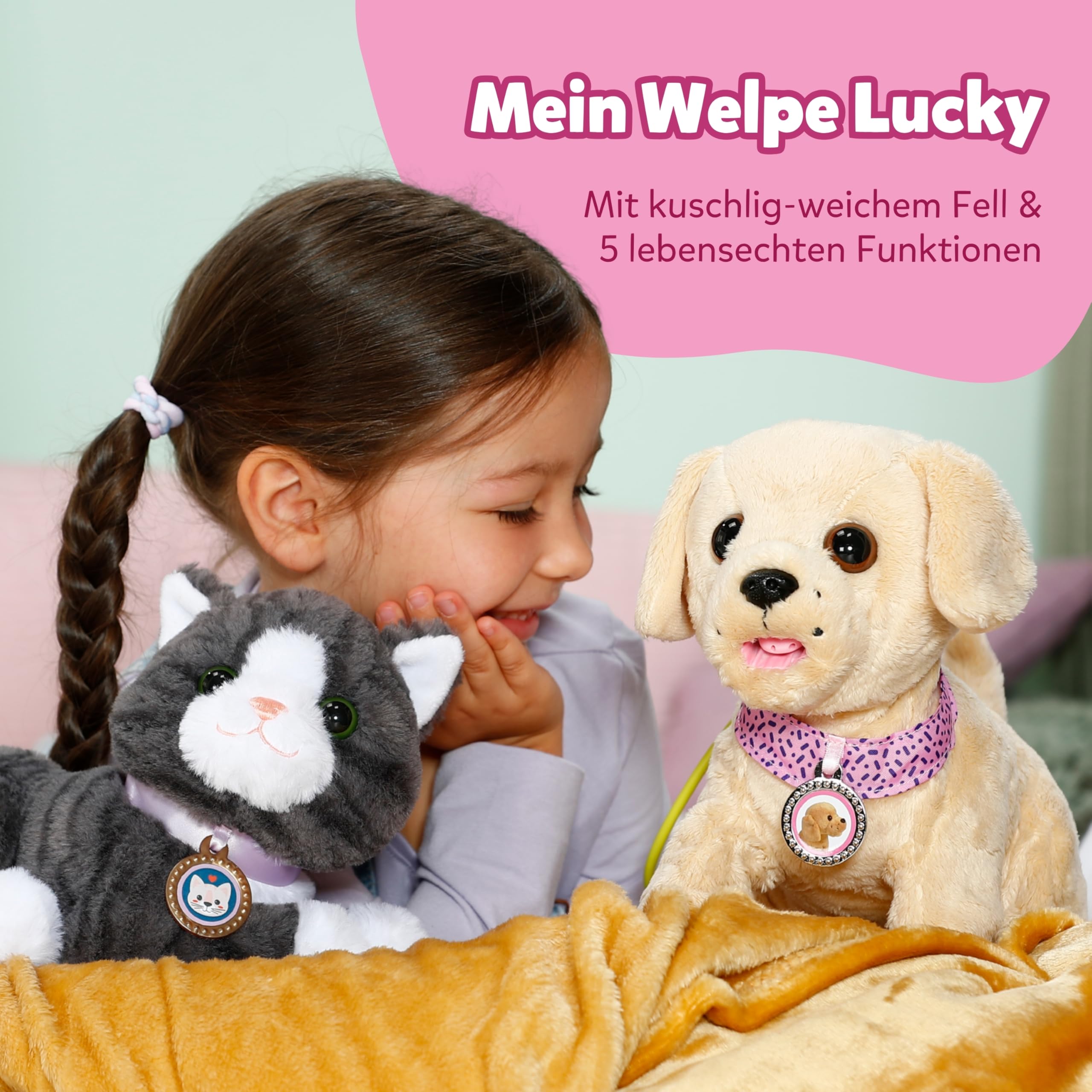 BABY Born Mein Hund Lucky 5 Funktionen für Kinder ab 3 Jahren Batterien