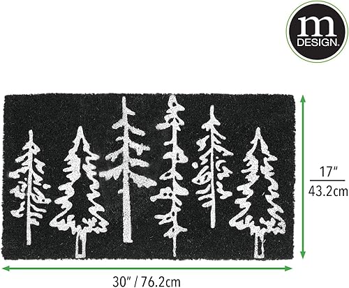 Miniatura 3 de mDesign Felpudo rectangular de fibra de coco y goma con fibras naturales para uso en interiores o exteriores, diseño decorativo de árbol, diseño