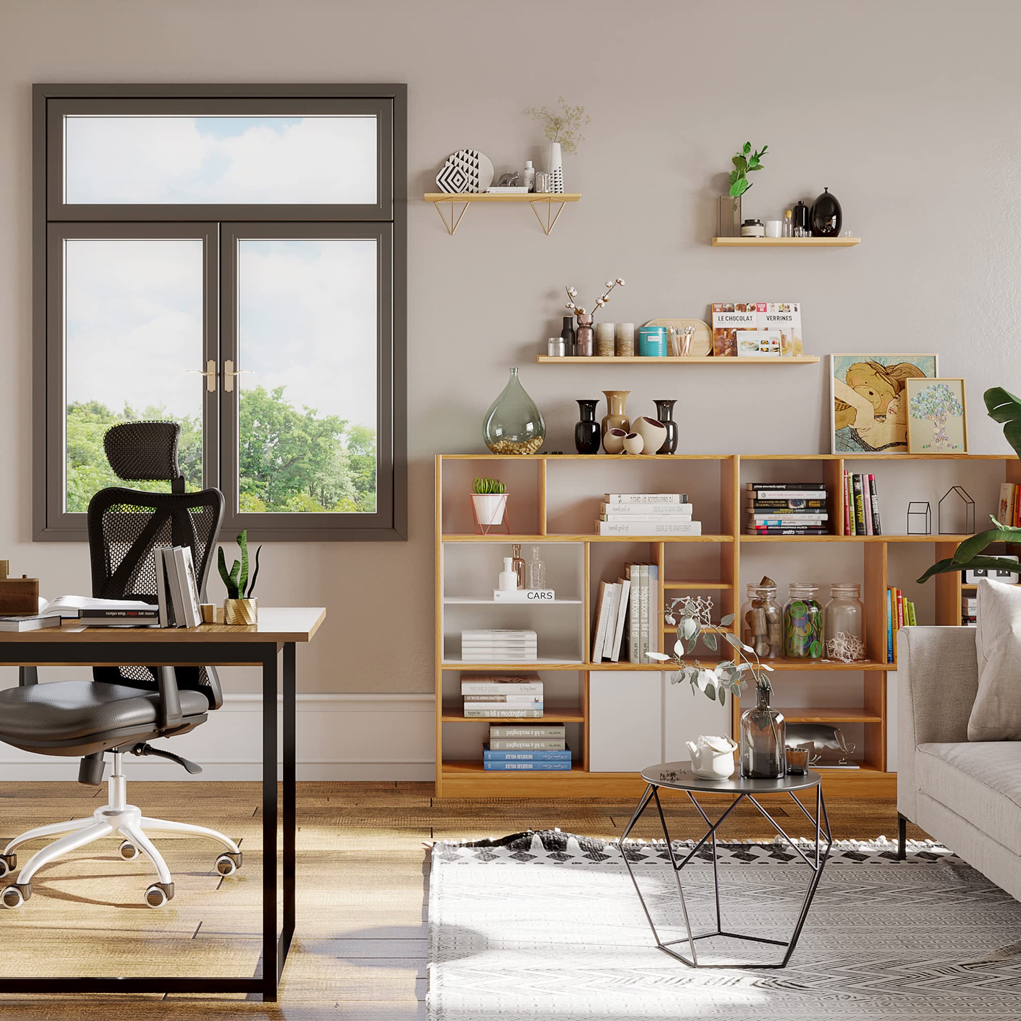 homcom Tavolino da caffè Salotto Design Nordico Minimalista Geometrico Ampio Piano, Acciaio, 54x54x44cm