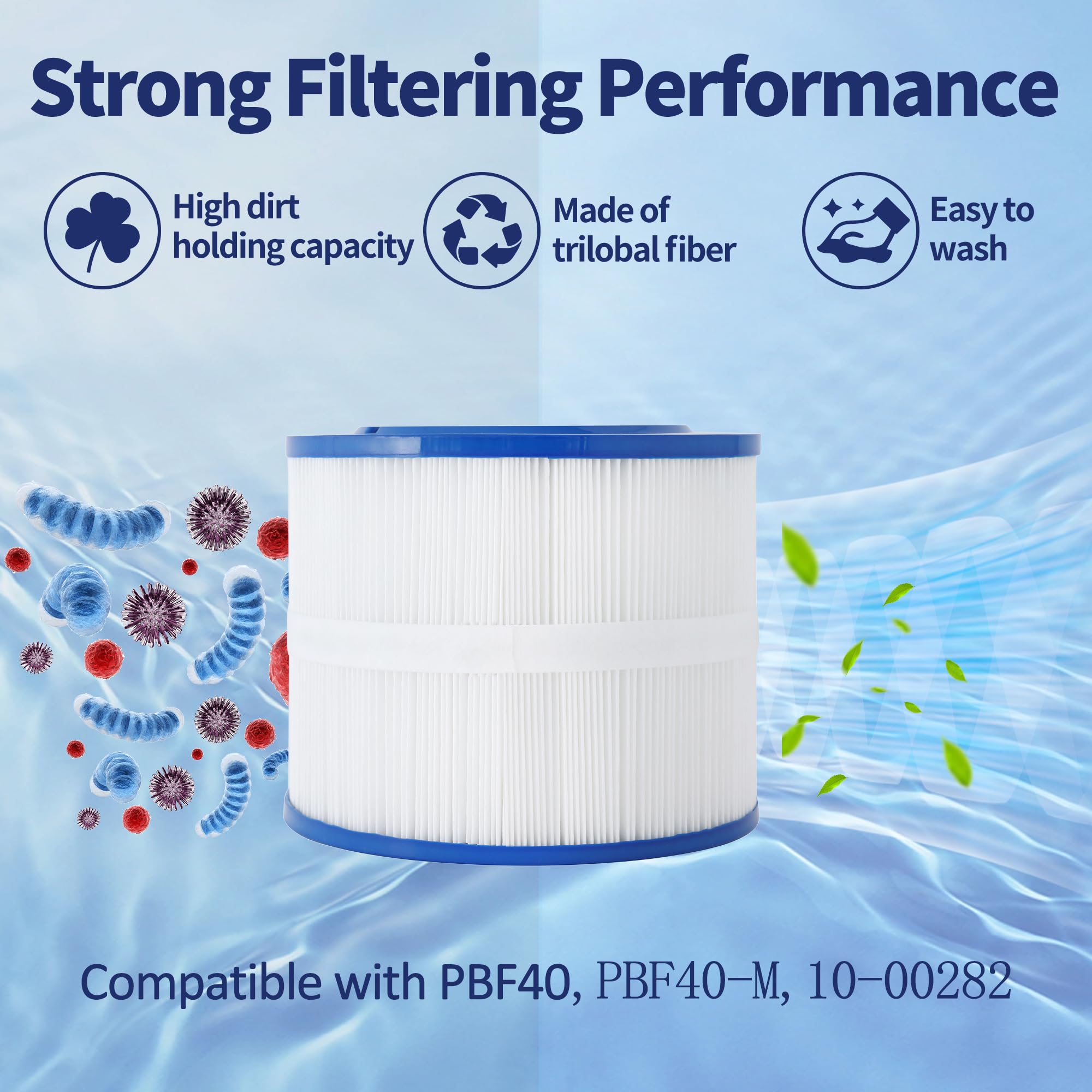 Wellspring 10-2870 Spa Filter Wellspring 10-00282 10-00282 Spa Filter Cartridge Compatible With PBF40 And PBF40-M Bullfrog 2- Pack Bullfrog Spa Filters Saluspa Hot Tub