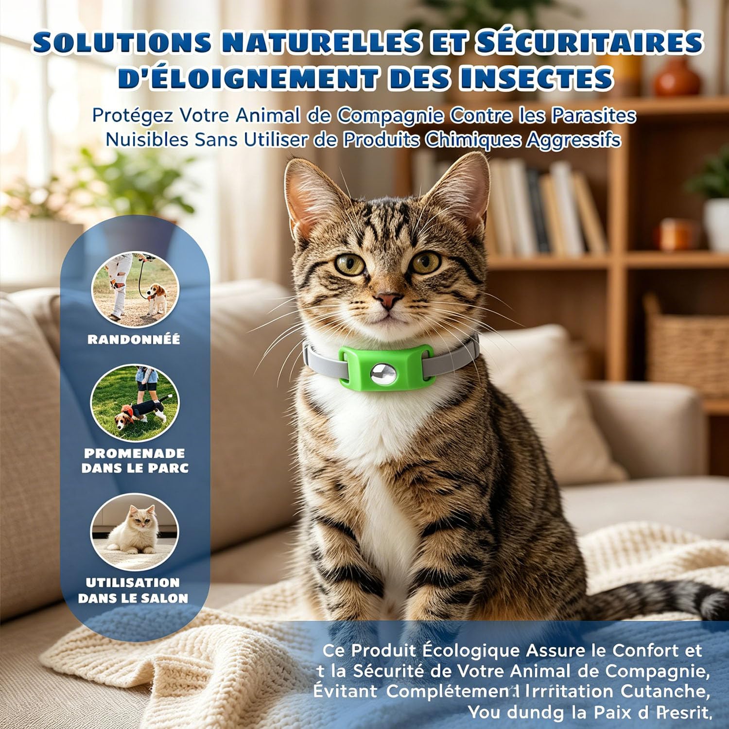 Ailence Anti Tiques – Protection Naturelle, Imperméable, La Taille du Collier Est Ajustable, sans Danger pour Les Chats Et Les Chiens, Convient à Tous Les Chats Et Chiens, Facile à Nettoyer (Noir) - 5