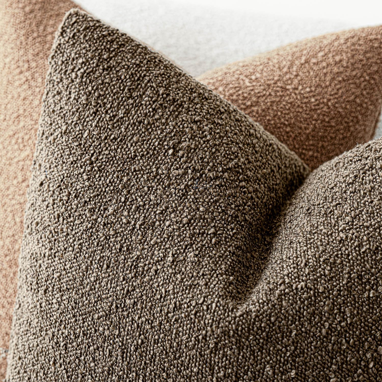Foindtower Pack of 2 Textured Boucle Throw Pillow Covers Accent Solid Decorative Pillow Cases Cozy Woven Couch Cushion Case for Chair Sofa Bedroom Living Room Home Decor 20x20 Inch Light Brown - Image 4
