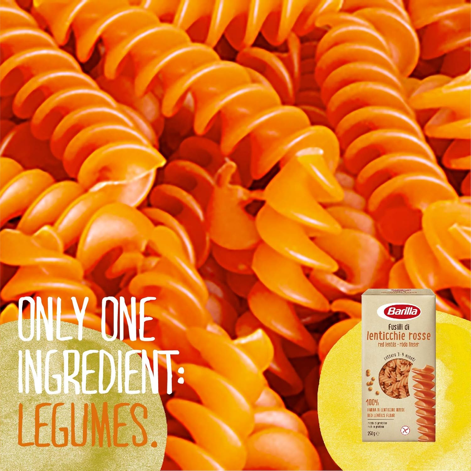 Barilla, Pasta Legumi, Fusilli di Lenticchie Rosse, Ricchi di Fibre e Proteine - Senza Glutine - Pacco da 250 gr 250 g (Confezione da 1) - Immagine 2
