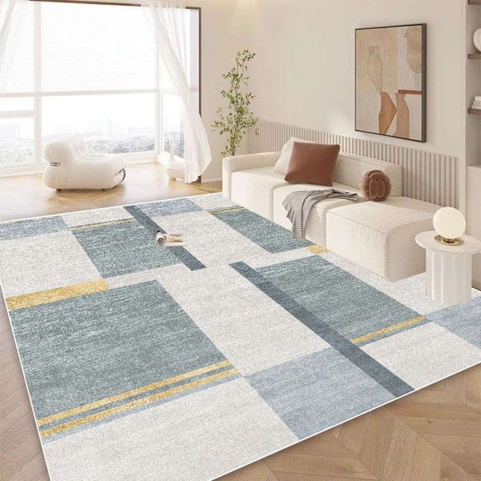 Tapis salon géométrique moderne flanelle grande surface 100x200 pour décoration maison