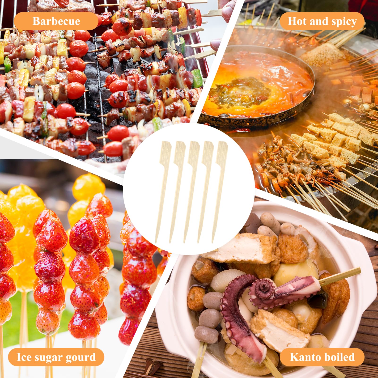 100 Stück Fingerfood-Spieße Aus Bambus, 12 Cm Lang – Für Obst, Cocktails, Grillgut & Snacks